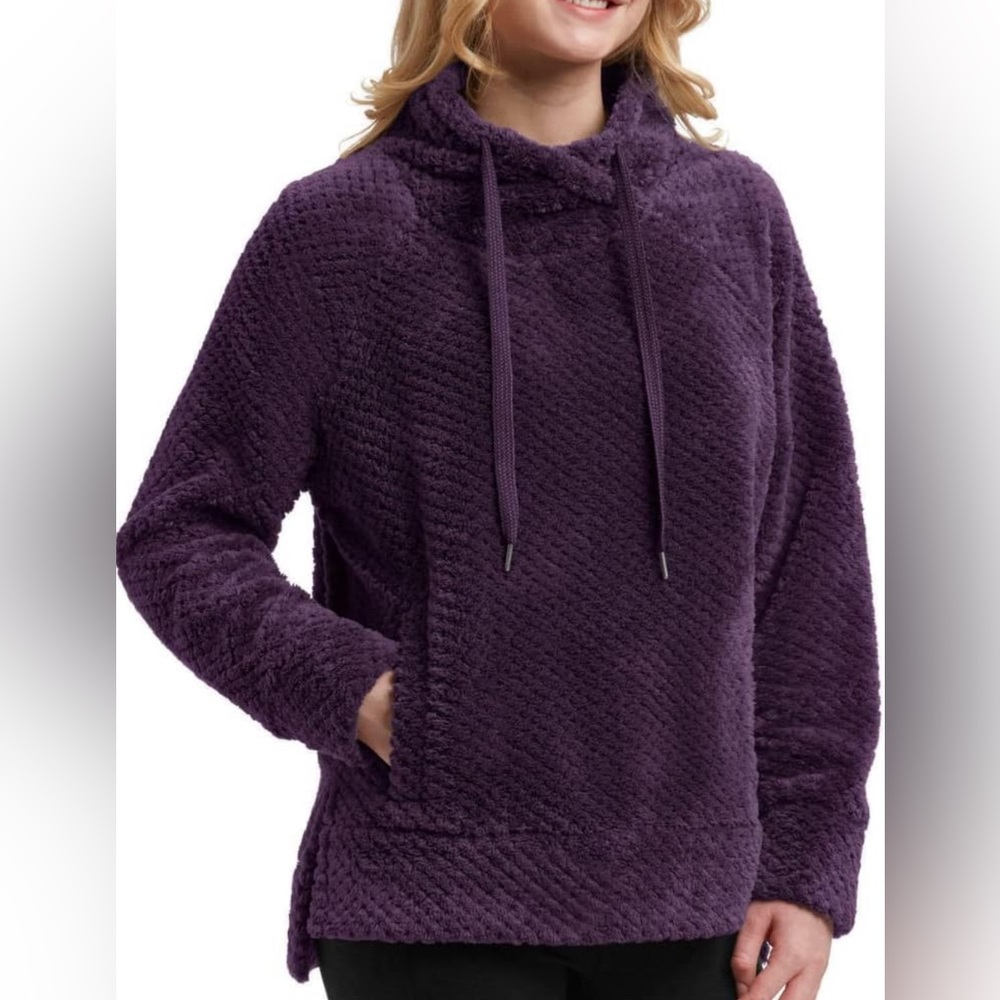 Member's Mark Textured Plush Pullover Cowlneck Top sweater‎ soft purple small